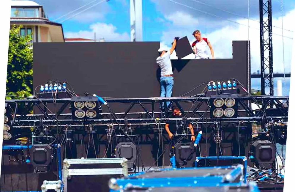 a big led video wall under seting on the stage