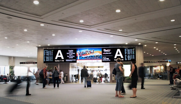 airport installed with led video wall and show airline information