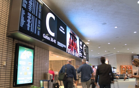 in the airport, the LED SCREEN was mounted on the wall and show all flight status