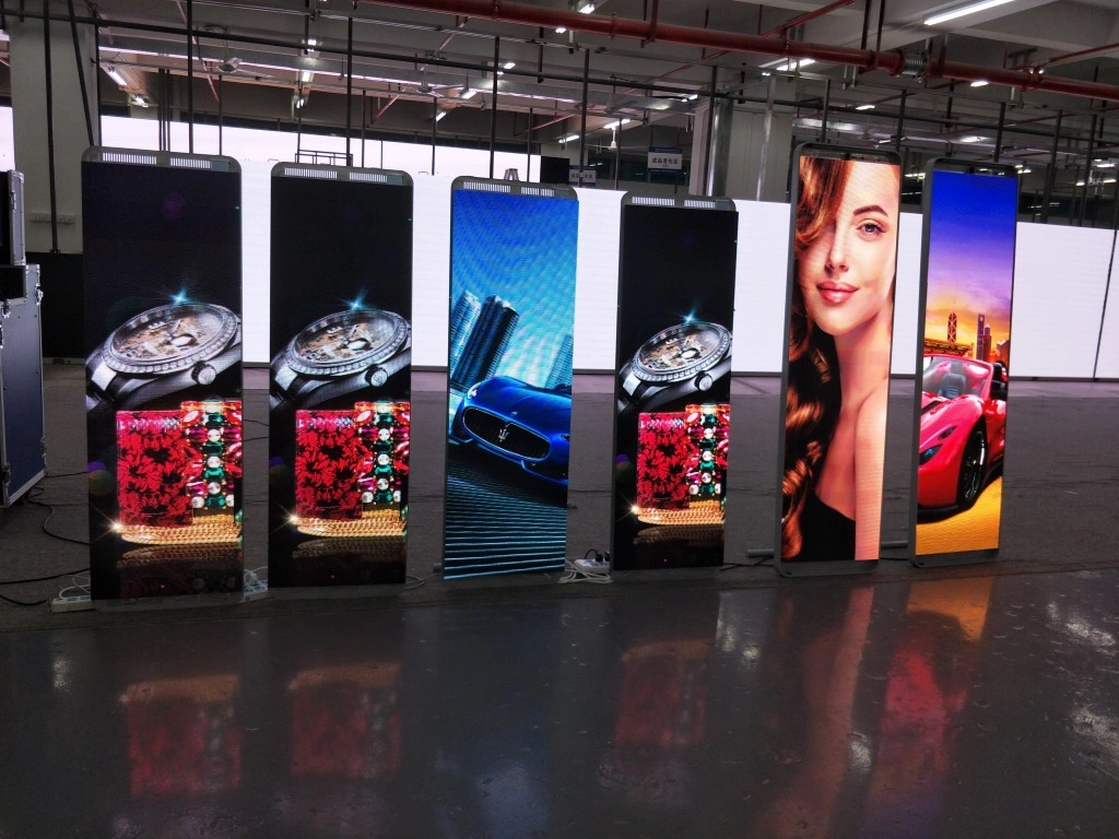 led poster set in workspace
