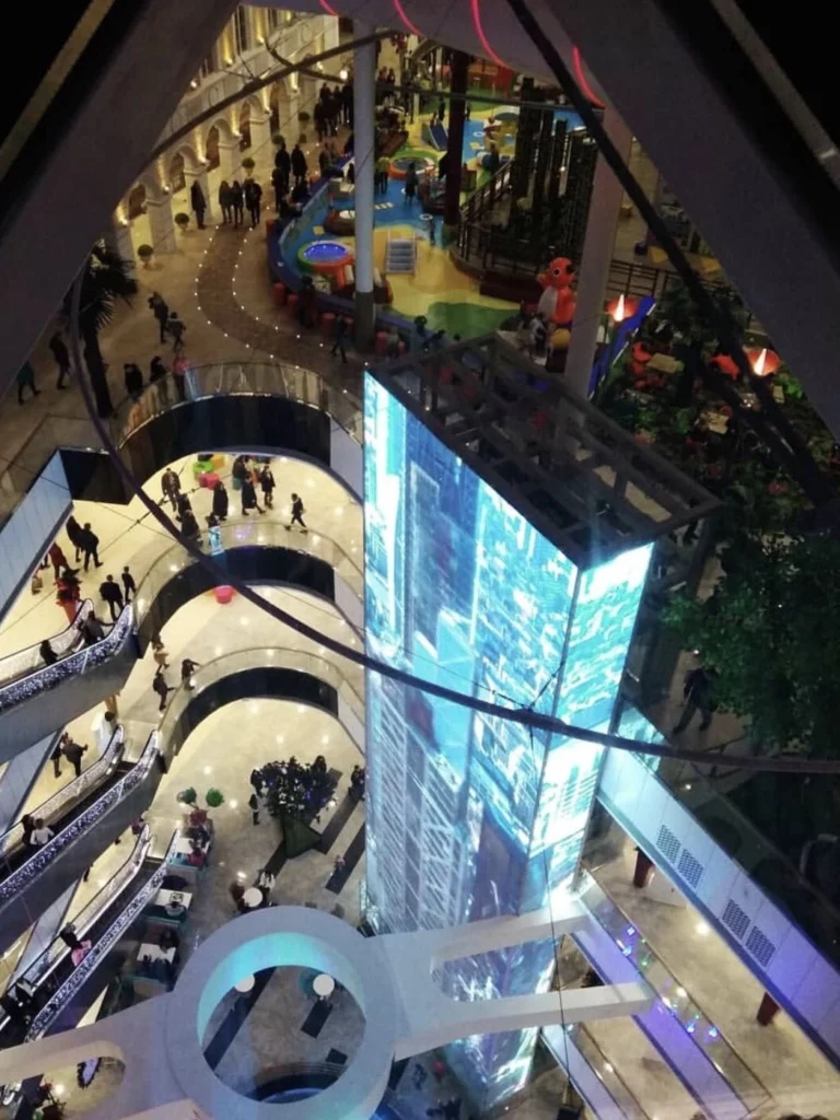 a transparency led vido wall installed outside of the window
