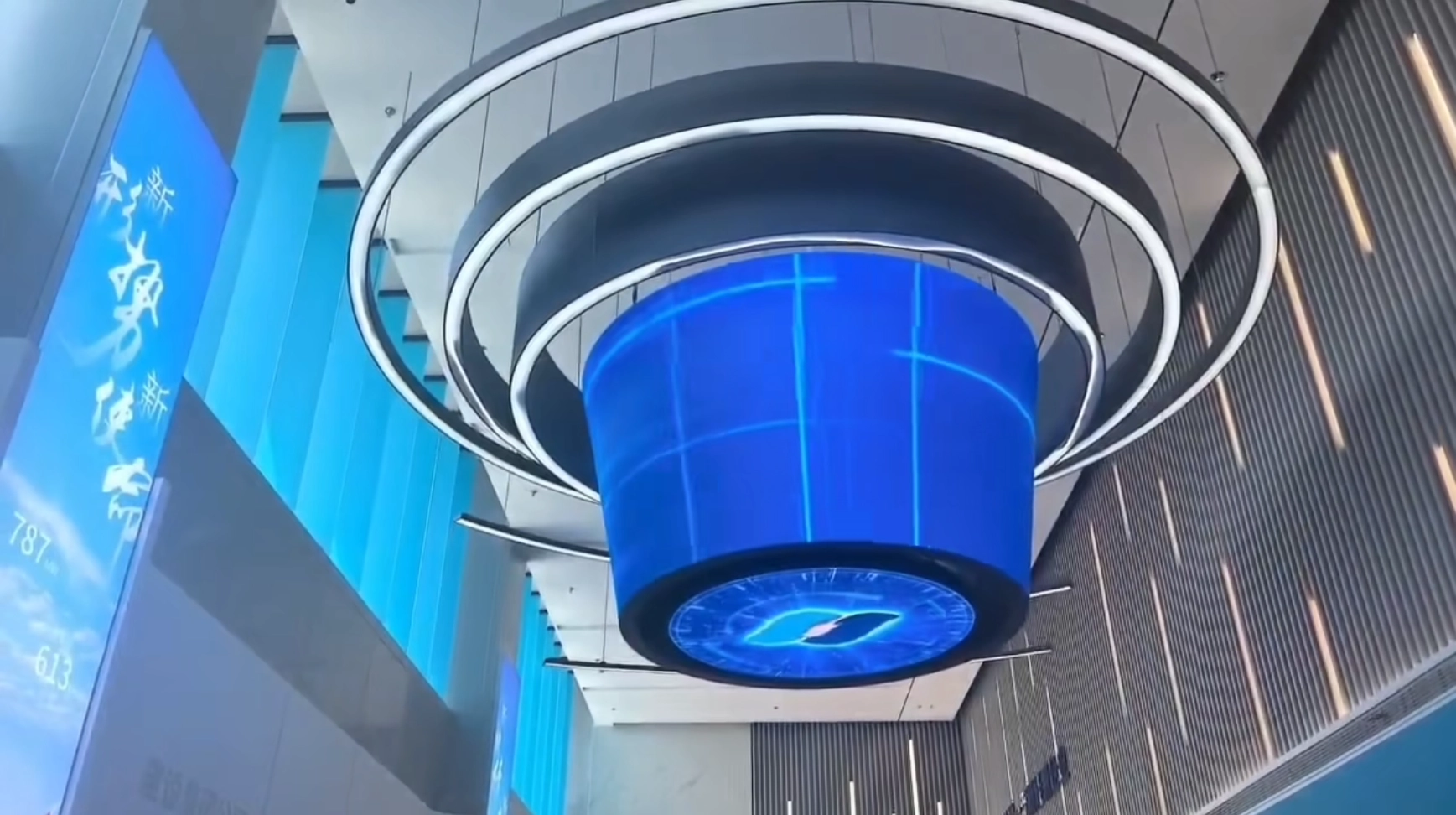 led panels hanging from the ceiling-trade show wall panels