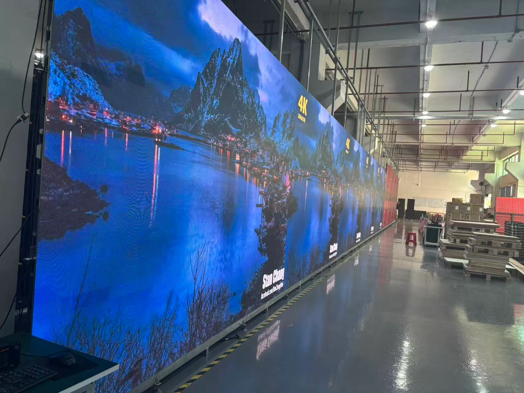 a giant led video wall set in the factory