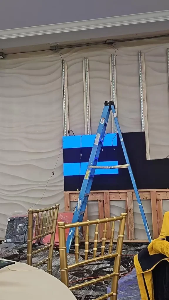 a led video wall under installation