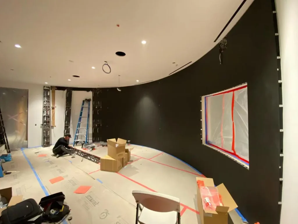 indoor led video wall installed in hotel and under construction
