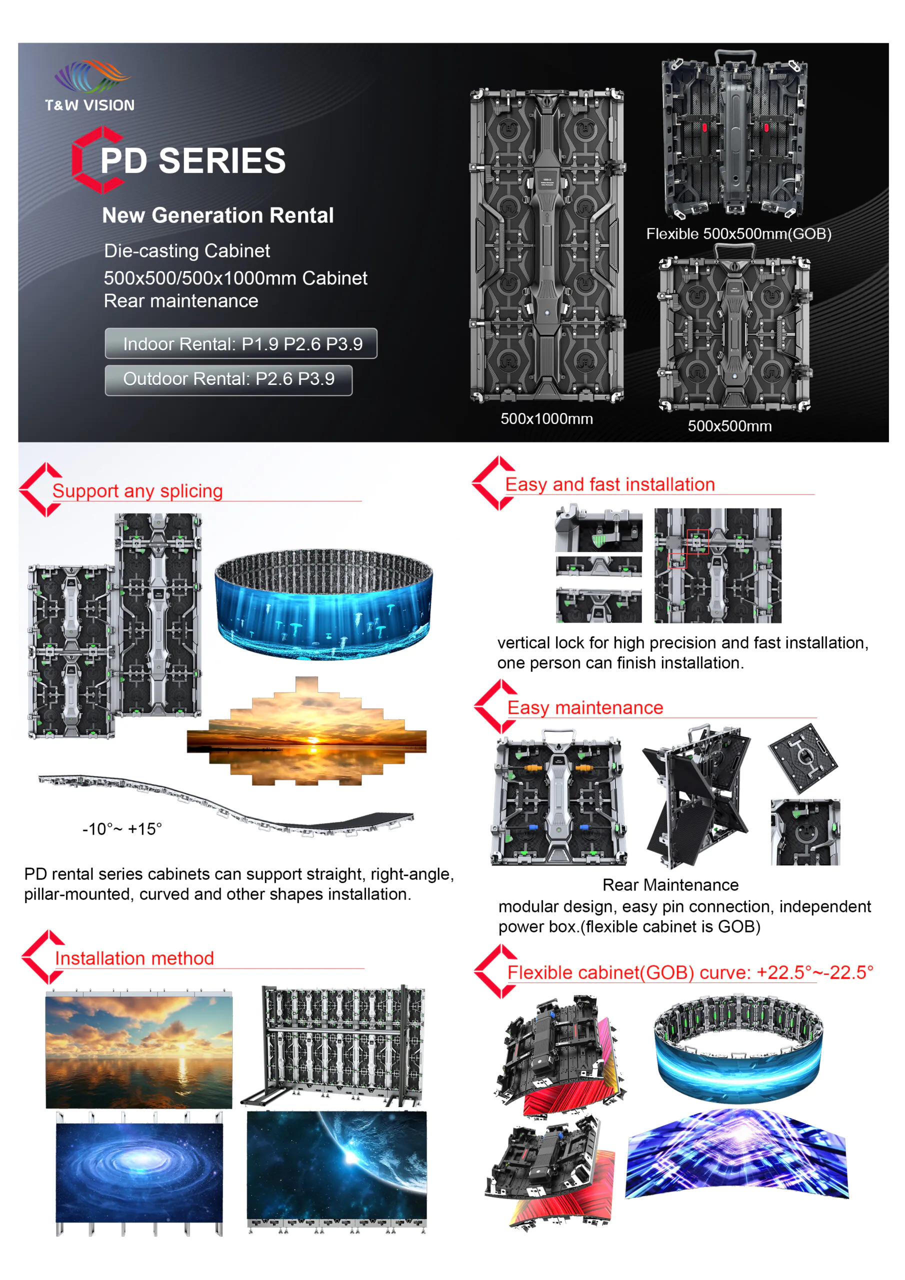 introduction for indoor and outdoor led display PD series and also showed the cretive designs this cabinet can achieve.